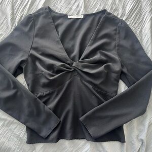 Abercrombie & Fitch Charcoal Twist-Detail Blouse